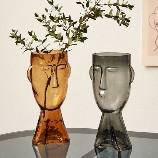 Abstract Face Glass Vase